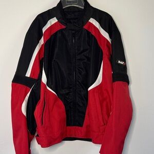 BILT Men's Motorcycle Jacket  Red/Black Size 2X Utility Pockets Elbow Pads